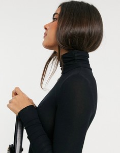 Черный топ-водолазка в рубчик Vero Moda-Черный цвет