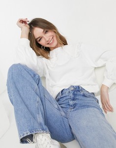 Белый свитшот с воротником Monki Selma