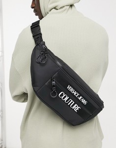 Черная сумка-кошелек на пояс с логотипом Versace Jeans Couture-Черный цвет