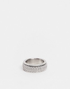 Серебристое кольцо из нержавеющей стали с рельефным узором ASOS DESIGN-Серебристый
