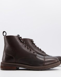 Коричневые ботинки со вставкой на носках из вощеной кожи Walk London Wolf-Коричневый цвет