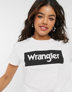 Серовато-белая футболка свободного кроя с логотипом на груди Wrangler-Белый