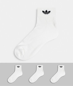 Набор из 3 пар белых носков до щиколотки с трилистником adidas Originals-Белый
