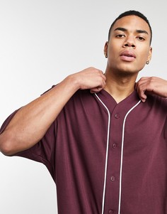 Бордовая бейсбольная oversized-рубашка ASOS DESIGN-Красный