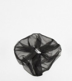 Суперобъемная черная резинка для волос из органзы Reclaimed Vintage Inspired-Черный цвет