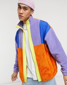 Спортивная куртка в стиле oversized из плотного флиса в суперяркой расцветке ASOS DESIGN-Многоцветный
