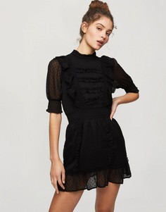 Черное платье мини с кружевными вставками Miss Selfridge-Черный