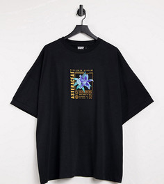 Черная футболка с принтом цветка Reclaimed Vintage Inspired-Черный