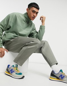 Светло-зеленый флисовый oversized-свитшот с короткой молнией ASOS DESIGN-Зеленый цвет