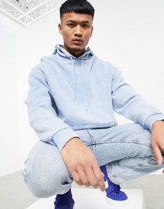 Голубой худи в стиле oversized с эффектом кислотной стирки и надписью "Copenhagen" на груди ASOS DESIGN
