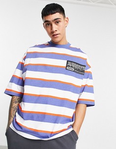 Oversized-футболка в полоску с надписью на груди ASOS DESIGN-Многоцветный