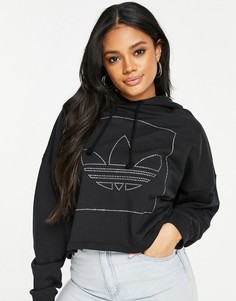 Короткий худи черного цвета adidas Originals-Черный