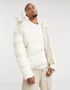 Светло-бежевый пуховик из экологичных материалов со съемным капюшоном ASOS DESIGN-Кремовый