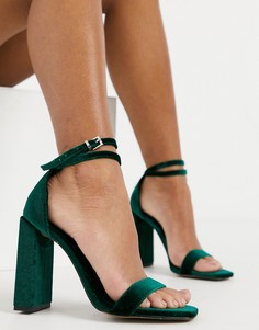 Хвойно-зеленые босоножки на каблуке ASOS DESIGN Notice-Зеленый цвет