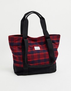 Красная клетчатая сумка-шопер из мельтона в стиле oversized с ручками ASOS DESIGN-Красный