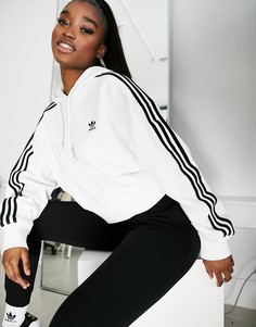 Белый укороченный худи adidas Originals adicolor