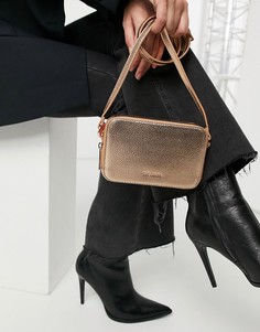 Маленькая сумка цвета розовое золото на двойной молнии Ted Baker Stina-Золотистый