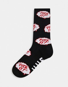 Черные носки с надписью HUF-Черный цвет