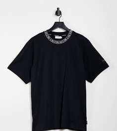 Черная футболка свободного кроя с логотипом на вороте Calvin Klein - эксклюзивно для ASOS-Черный цвет