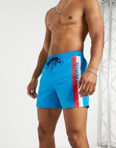 Ярко-голубые шорты для плавания средней длины Tommy Hilfiger-Синий