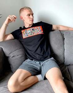 Пижамный комплект из свободной футболки с принтом "Marvel" и шорт ASOS DESIGN-Черный