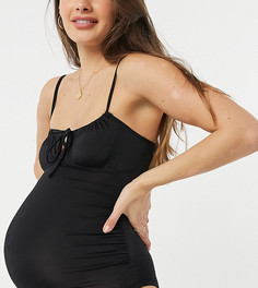 Черный слитный купальник со сборками и завязкой ASOS DESIGN Maternity-Черный цвет
