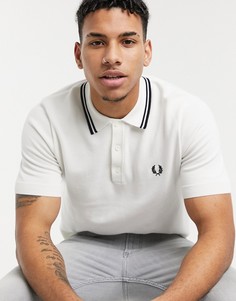 Белая трикотажная футболка-поло с контрастным воротником Fred Perry-Белый