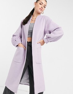 Сиреневое пальто из ткани с добавлением шерсти и с объемными рукавами Helene Berman-Сиреневый