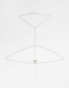 Золотистая цепочка с подвеской-бабочкой ASOS DESIGN-Золотистый