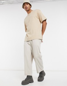 Бежевая футболка в стиле oversized Bershka-Светло-коричневый