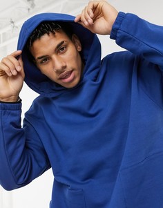 Oversized-худи темно-синего цвета с квадратными карманами ASOS DESIGN-Голубой
