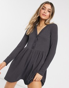 Серое свободное платье мини в стиле кардигана New Look-Серый