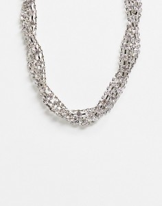 Серебристое ожерелье с крученым дизайном со стразами ASOS DESIGN-Серебристый
