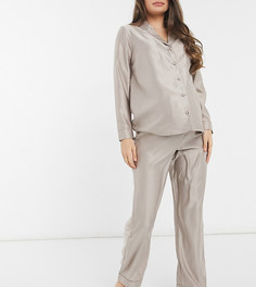 Серо-бежевая пижама на пуговицах New Look Maternity-Светло-коричневый