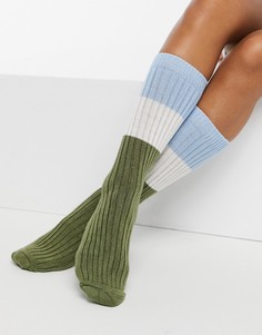 Носки до щиколотки для дома из плотной ткани цвета хаки ASOS DESIGN-Многоцветный