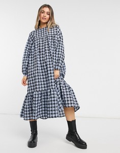 Свободное платье миди в клетку ASOS DESIGN-Многоцветный