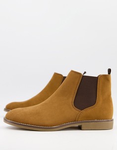 Светло-коричневые ботинки челси из искусственной замши Topman-Светло-коричневый
