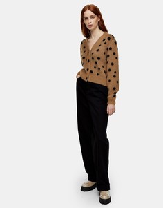 Бежевый кардиган в горошек Topshop