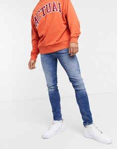 Темно-синие выбеленные супероблегающие джинсы Jack & Jones Intelligence Tom-Голубой