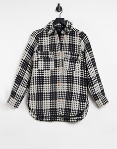 Куртка-рубашка в черно-белую клетку River Island-Черный цвет