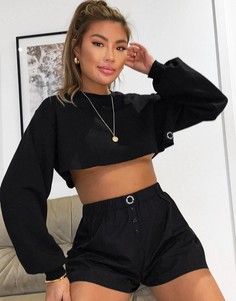 Черный укороченный свитшот для дома ASOS DESIGN Weekend Collective-Черный цвет