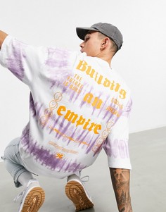 Oversized-футболка в полоску с эффектом тай-дай и принтом на спине ASOS DESIGN-Многоцветный