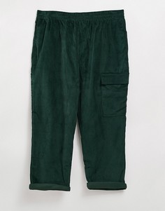 Зеленые укороченные брюки из вельвета свободного кроя ASOS DESIGN-Зеленый цвет