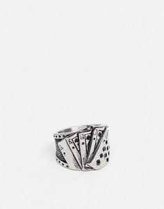 Серебристое кольцо из нержавеющей стали в виде игральных карт ASOS DESIGN-Серебристый