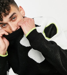 Черный трикотажный джемпер в стиле oversized с цветочным принтом ASOS DESIGN Tall-Черный цвет