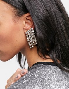 Золотистые серьги с подвесками-каплями из стразов и каффами ASOS DESIGN-Золотистый