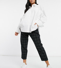 Суженные книзу строгие брюки в черно-белую клетку ASOS DESIGN Petite-Многоцветный