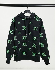 Черный худи в стиле унисекс с монограммой от комплекта Juicy Couture