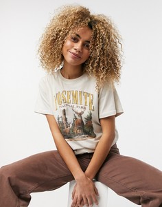 Oversize-футболка с графическим винтажным принтом "Yosemite" Minga London-Кремовый