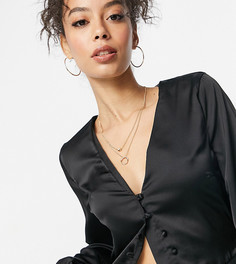 Черный топ с баской и молнией спереди Missguided Tall-Черный цвет